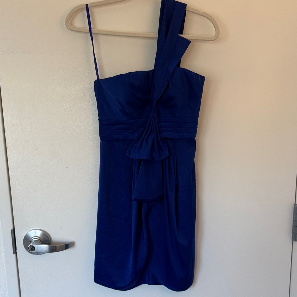 BCBGMaxAzria Royal Blue One-Shoulder Mini Dress
